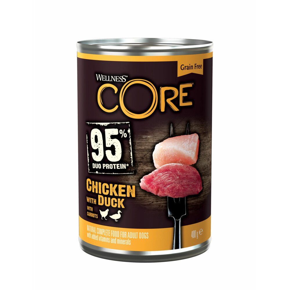 Wellness Core Hondenvoer Blik Kip - Eend - Wortel 400 gr