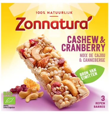 Zonnatura Notenreep Cashew Cranberry Biologisch 75 gr