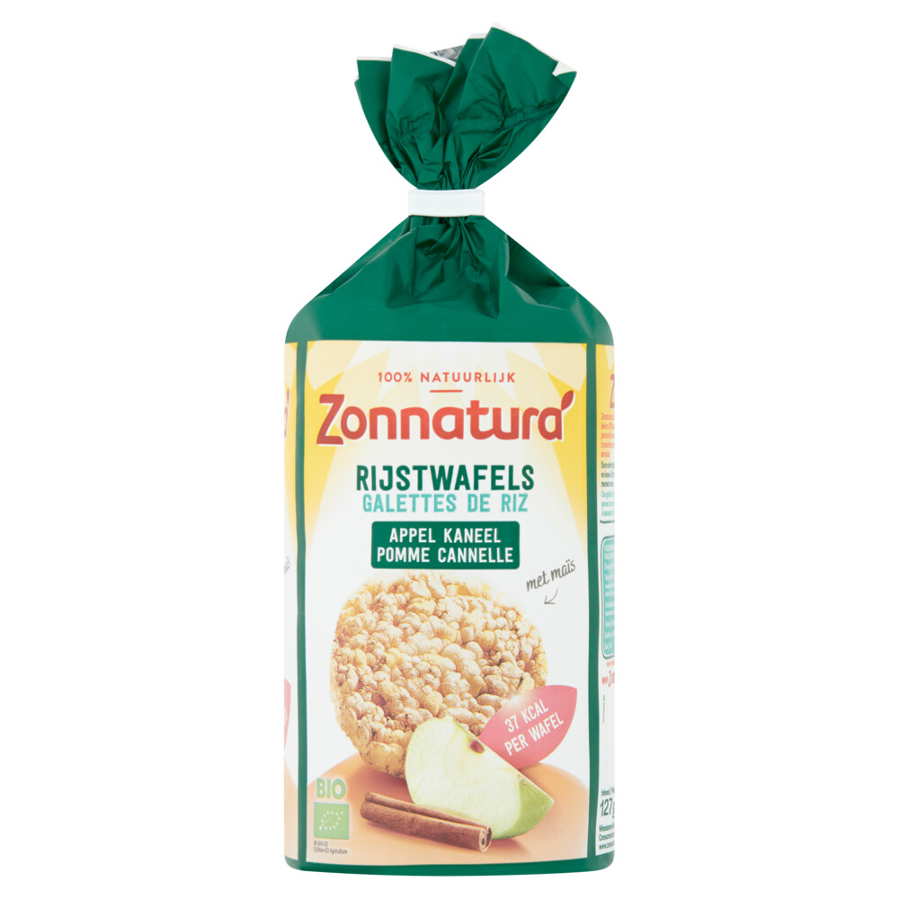 3x Zonnatura Rijstwafel Appel en Kaneel Biologisch 127 gr