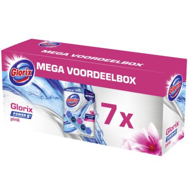 7x Glorix Toiletblok Blauw Water Pink Magnolia