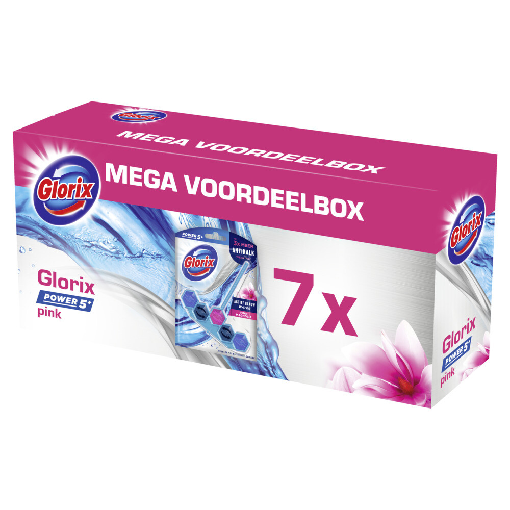 7x Glorix Toiletblok Blauw Water Pink Magnolia