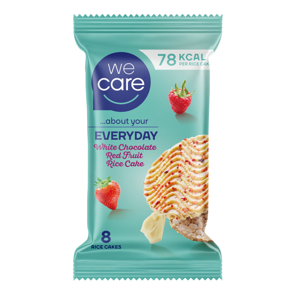 WeCare Rijstwafel White Chocolate Red Fruit Rice Cake 4 stuks