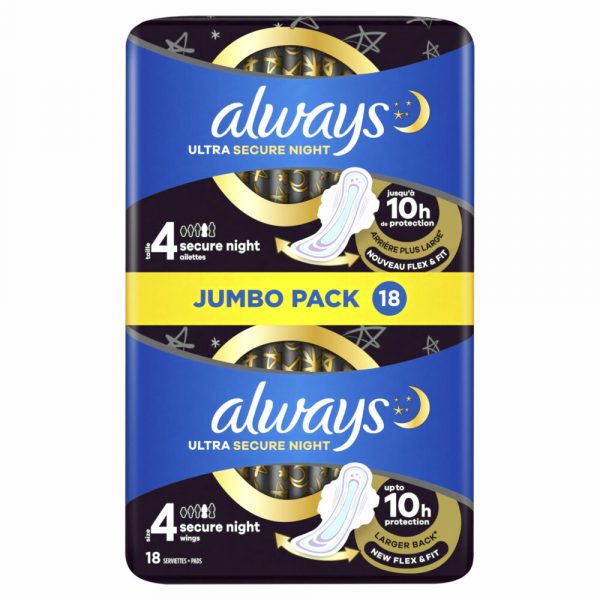 2+1 gratis: Always Maandverband Ultra Secure Night 18 stuks