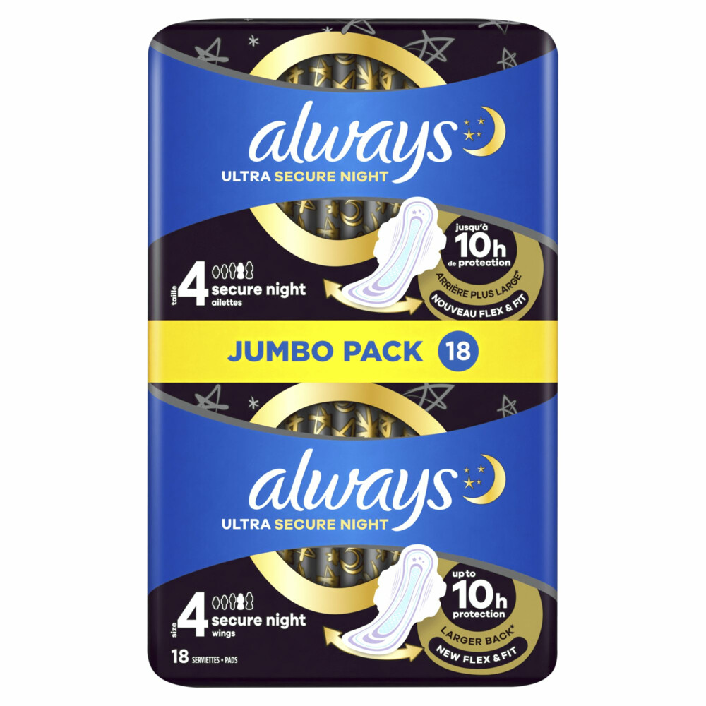 2+1 gratis: Always Maandverband Ultra Secure Night 18 stuks