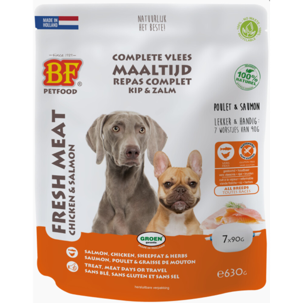 BF Petfood Vleesvoeding Zalm - Kip 7 x 90 gr