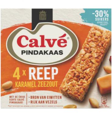 4x Calvé Pindakaasreep Karamel Zeezout 4x35 gr