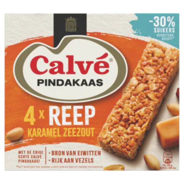 4x Calvé Pindakaasreep Karamel Zeezout 4x35 gr