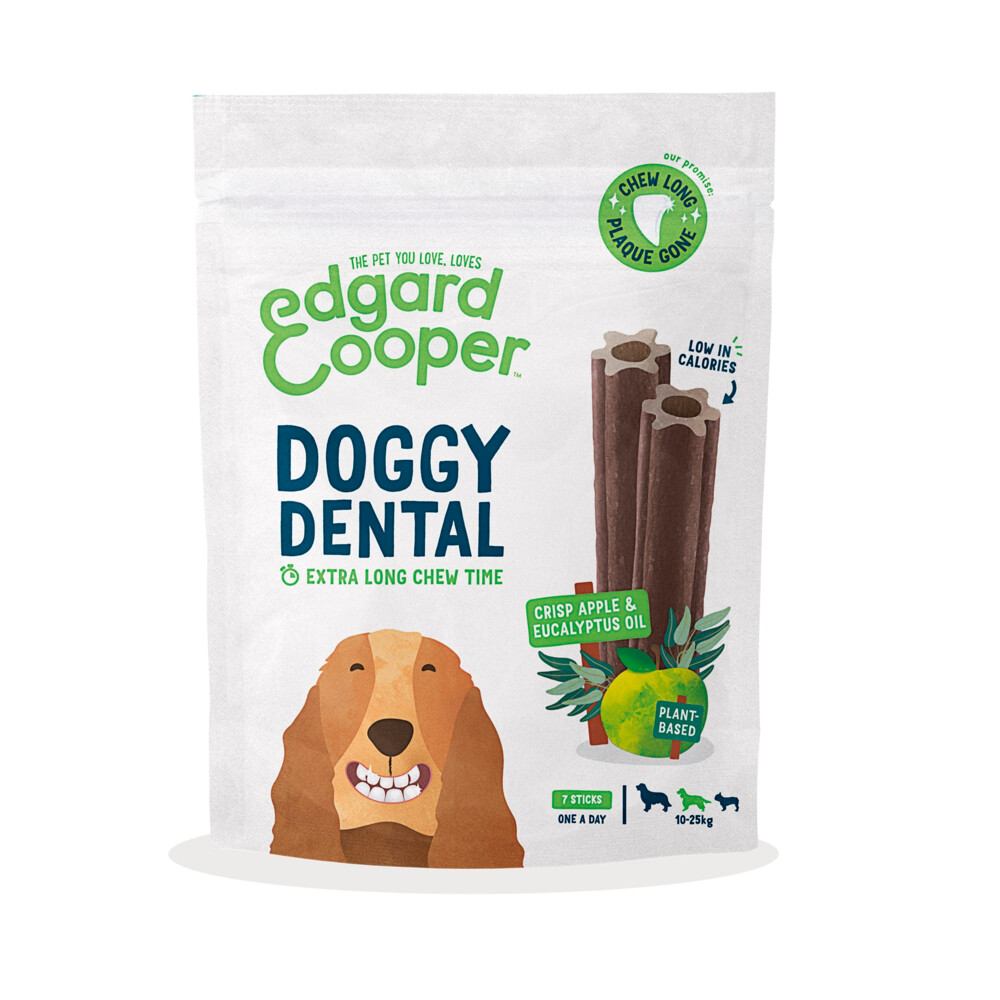 4x Edgard&Cooper Doggy Dental Sticks Appel - Eucalyptusolie Medium