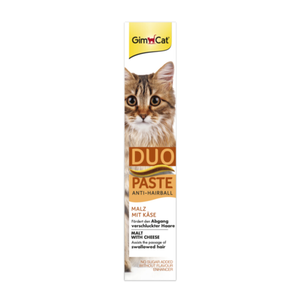 8x GimCat Anti-Hairball Duo-Paste Kaas - Mout 50 gr