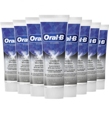 8x Oral-B Tandpasta 3D White Houtskool 3X75 ml