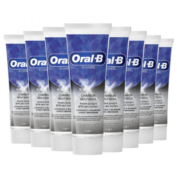 8x Oral-B Tandpasta 3D White Houtskool 3X75 ml