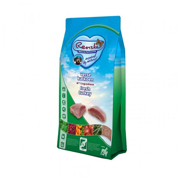 8x Renske Super Premium Hondenvoer Senior Graanvrij Verse Kalkoen 600 gr