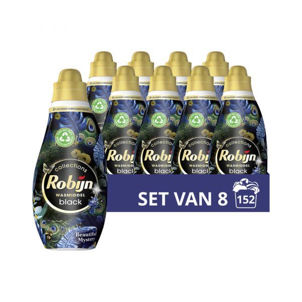 8x Robijn Klein&Krachtig Wasmiddel Black Velvet Beautiful Mystery 665 ml