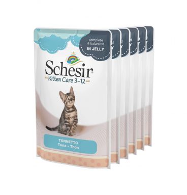 Schesir Kattenvoer Kitten 3-12 Pouch Tonijn in Gelei 6 x 85 gr