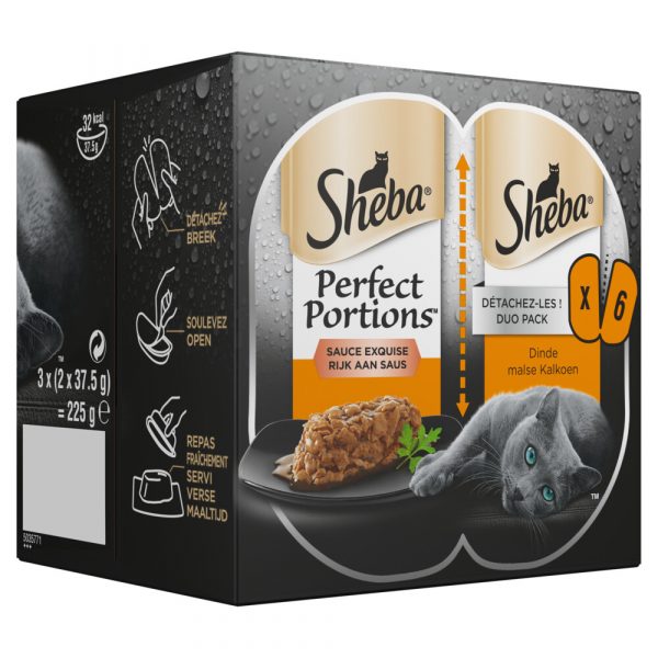 8x Sheba Perfect Portions Kalkoen in Saus 3 x 2 stuks