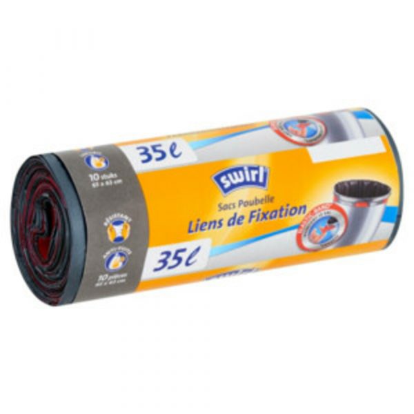 Swirl Pedaalemmerzakken met Fixeerband 35 liter 10 stuks