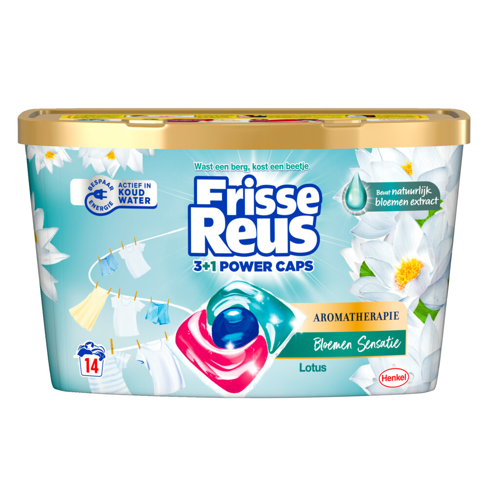 Witte Reus Wasmiddel Frisse Reus 3+1 Power Caps Lotus 14 stuks