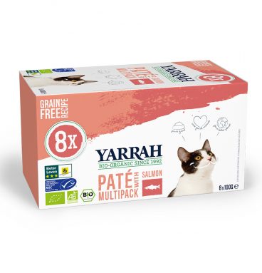 Yarrah Bio Kattenvoer Multipack Paté Graanvrij Zalm - Zeewier 8 x 100 gr