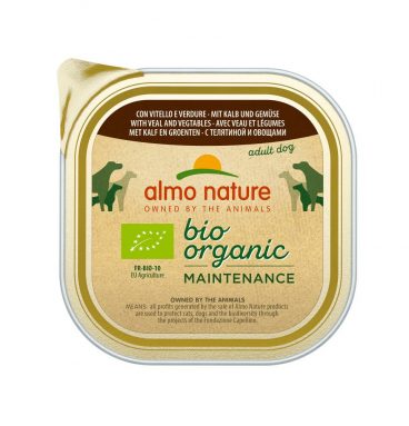 9x Almo Nature Bio Organic Maintenance Hondenvoer Kalf en Groenten 300 gr