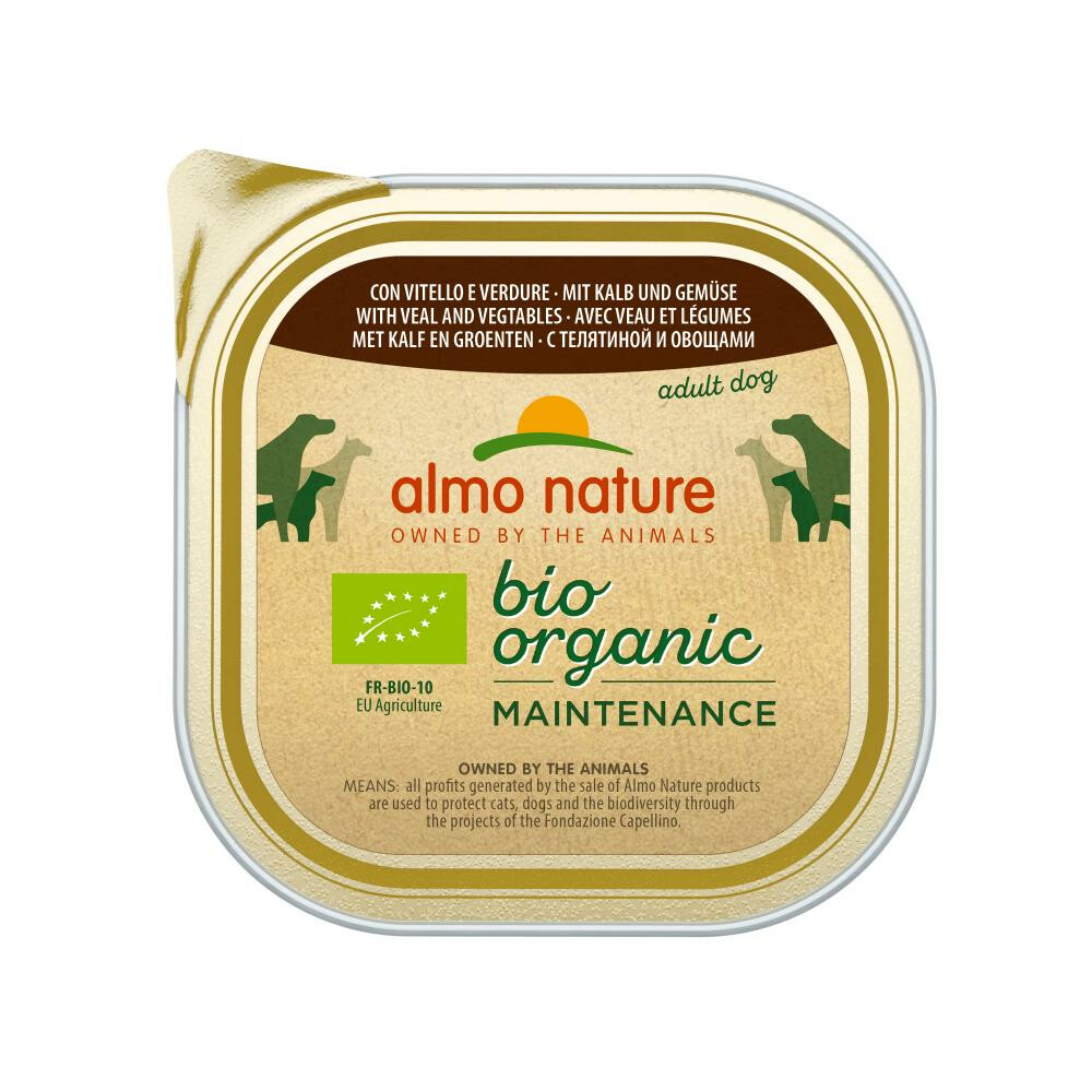 9x Almo Nature Bio Organic Maintenance Hondenvoer Kalf en Groenten 300 gr