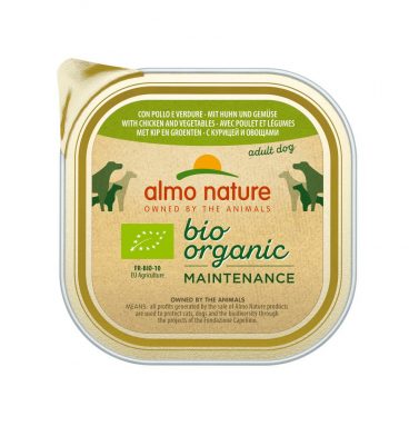 9x Almo Nature Bio Organic Maintenance Hondenvoer Kip en Groenten 300 gr