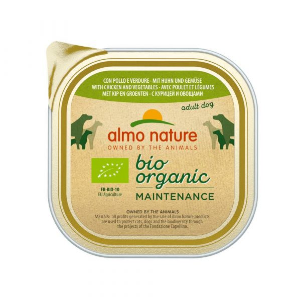 9x Almo Nature Bio Organic Maintenance Hondenvoer Kip en Groenten 300 gr