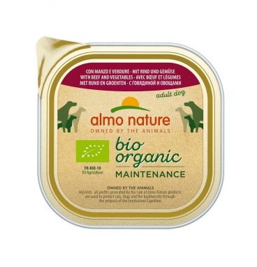 9x Almo Nature Bio Organic Maintenance Hondenvoer Rund en Groenten 300 gr