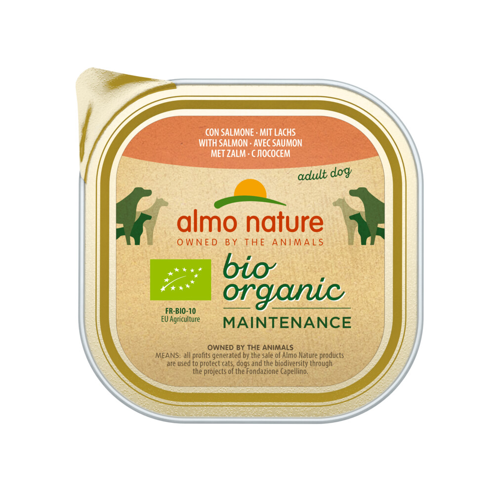 9x Almo Nature Bio Organic Maintenance Hondenvoer Zalm 300 gr