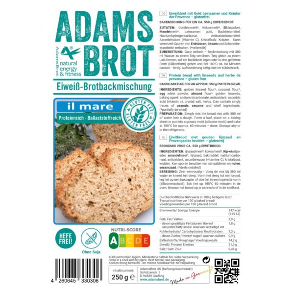 3x Adams Brot Broodmix Il Mare 250 gr