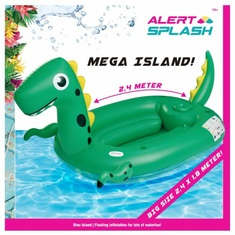 Alert Splash Opblaaseiland Dino 240 x 180 cm