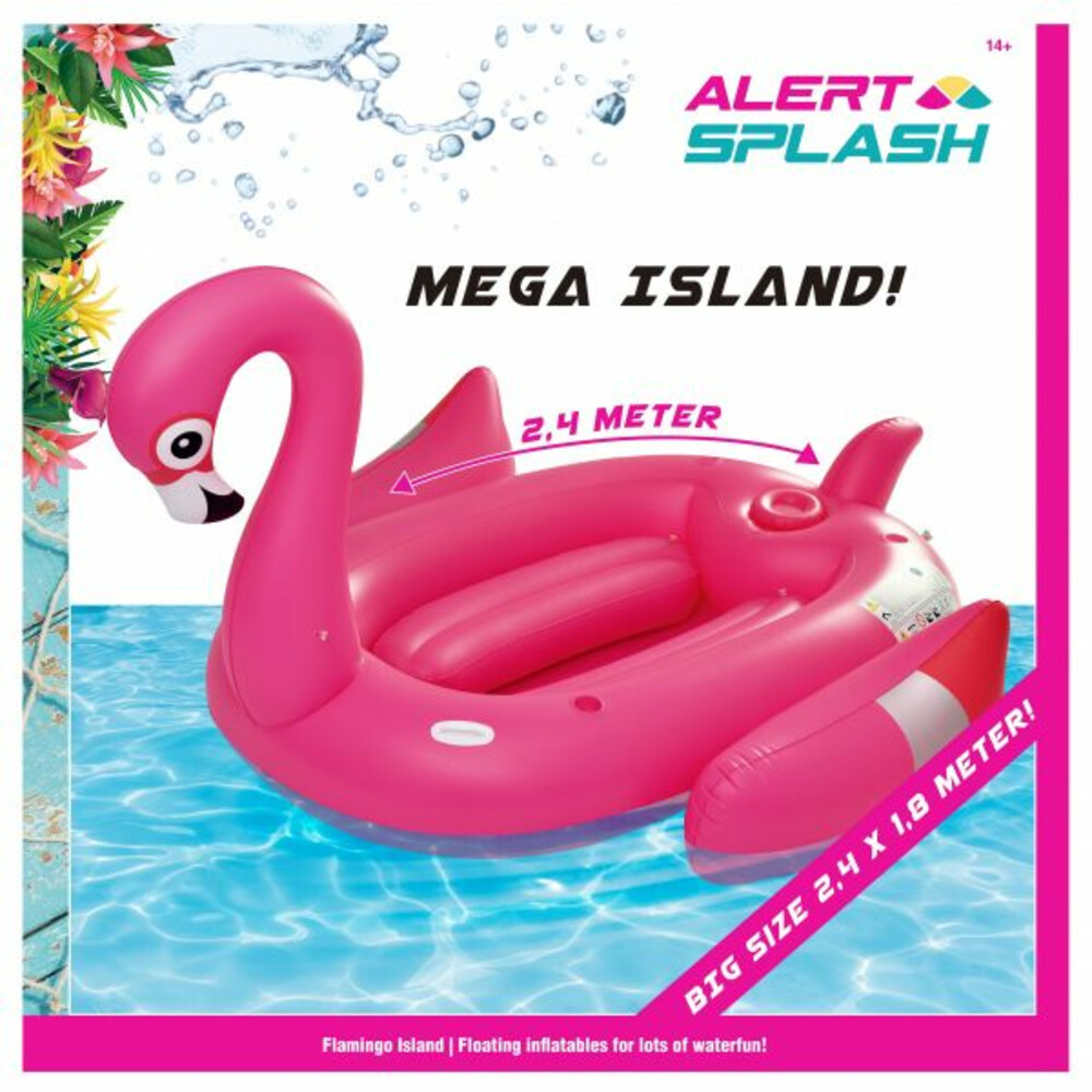 Alert Splash Opblaaseiland Flamingo 240 x 180 cm