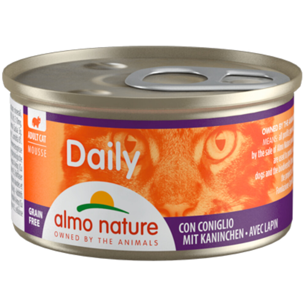 24x Almo Nature Daily Mousse Kattenvoer Konijn 85 gr