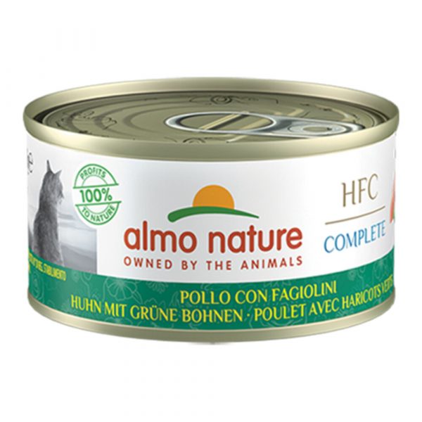 24x Almo Nature HFC Complete Kattenvoer Kip - Groene Bonen 70 gr