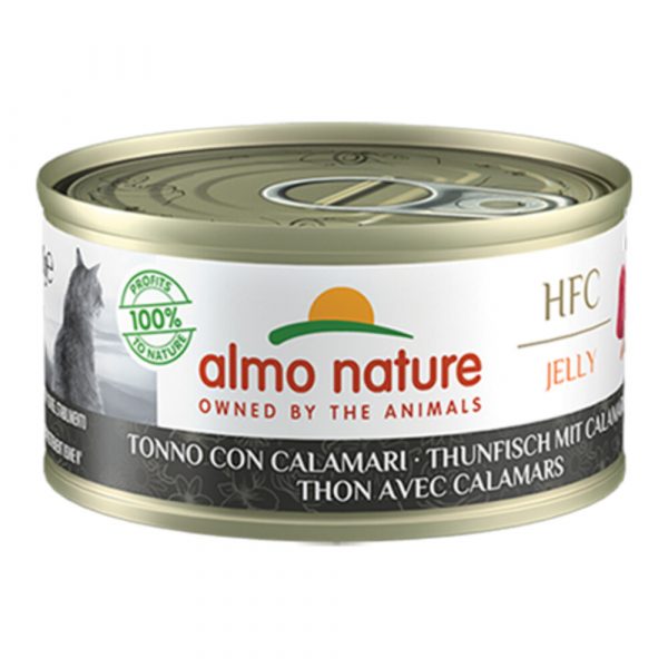 24x Almo Nature HFC Jelly Kattenvoer Tonijn en Inktvis 70 gr