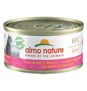 24x Almo Nature HFC Jelly Kattenvoer Zalm - Kip 70 gr