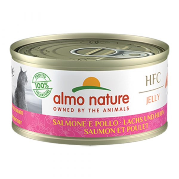 24x Almo Nature HFC Jelly Kattenvoer Zalm - Kip 70 gr