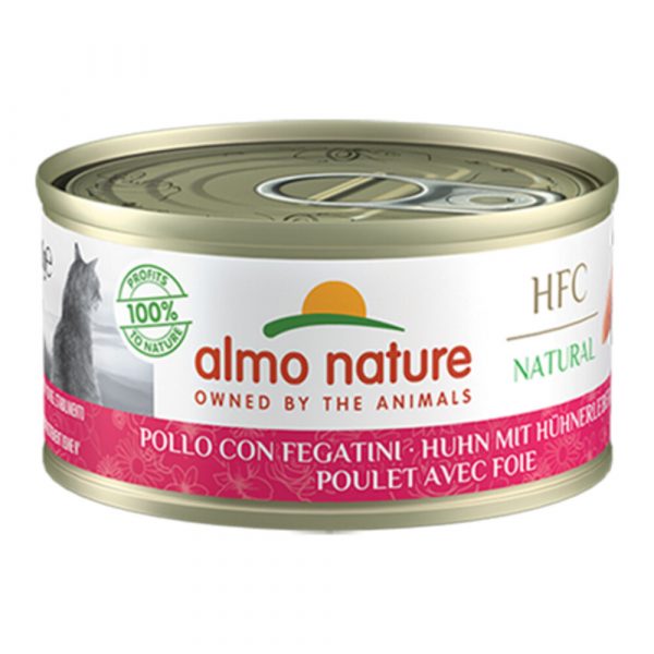 24x Almo Nature HFC Natural Kattenvoer Kip en Lever 70 gr