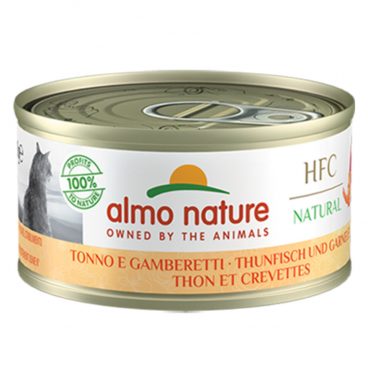 24x Almo Nature HFC Natural Kattenvoer Tonijn - Garnaal 70 gr