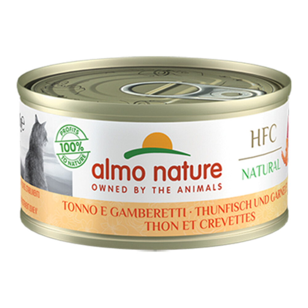 24x Almo Nature HFC Natural Kattenvoer Tonijn - Garnaal 70 gr