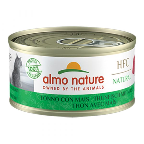 24x Almo Nature HFC Natural Kattenvoer Tonijn - Mais 70 gr