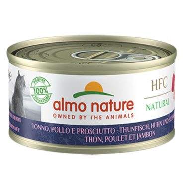 24x Almo Nature HFC Natural Kattenvoer Tonijn en Kip met Ham 70 gr