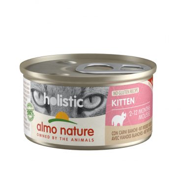 24x Almo Nature Holistic Kitten Kattenvoer Wit Vlees 85 gr