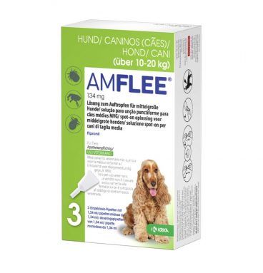 Amflee Spot On Anti Vlooien en Teken Druppels Hond 10-20 kg 3 pipetten