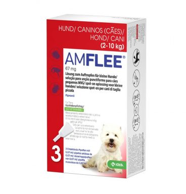 Amflee Spot On Anti Vlooien en Teken Druppels Hond 2-10 kg 3 pipetten