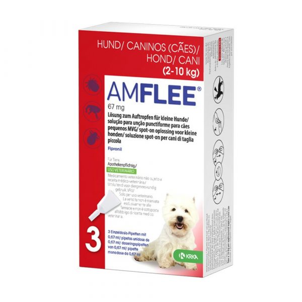 Amflee Spot On Anti Vlooien en Teken Druppels Hond 2-10 kg 3 pipetten