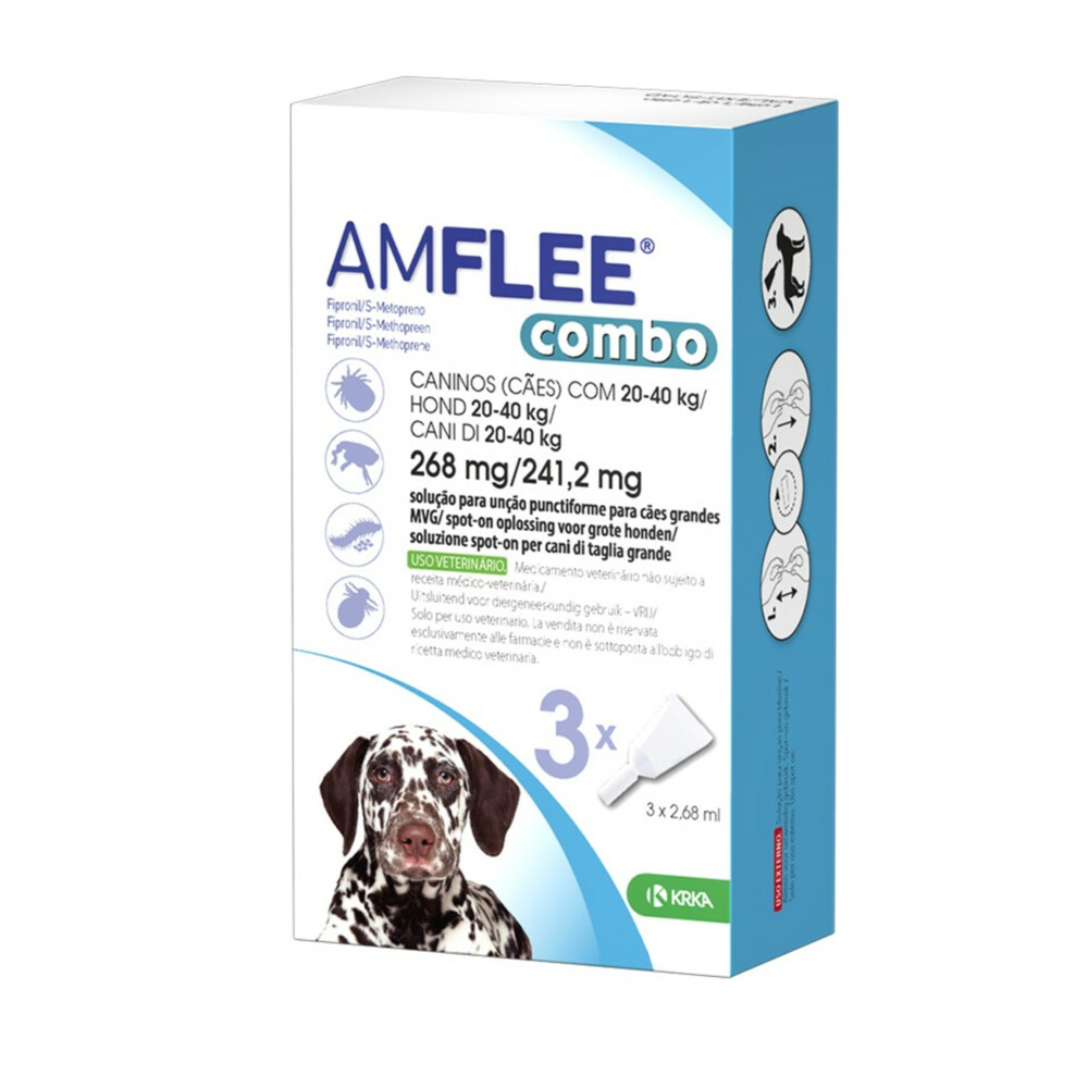 Amflee Spot On Combo Anti Vlooien en Teken Druppels Hond 20-40 kg 3 pipetten