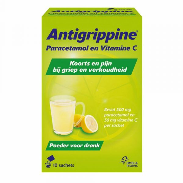 Antigrippine Paracetamol Vitamine C 500/50 mg Poeder 10 sachets