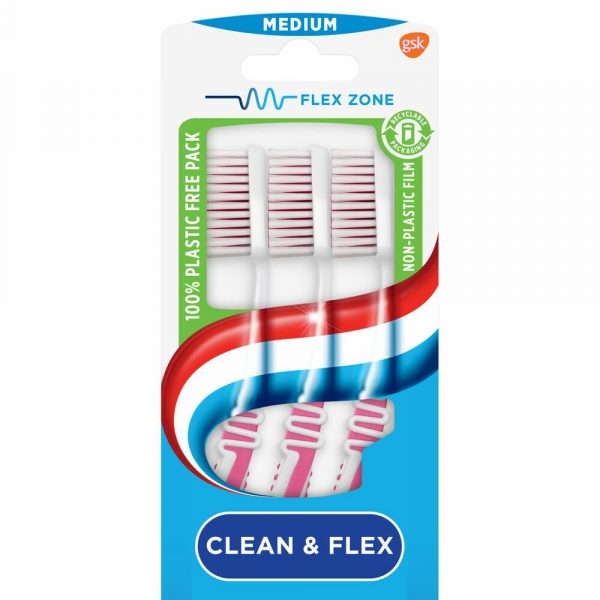 12x Aquafresh Tandenborstel Clean&Flex Medium 3 stuks