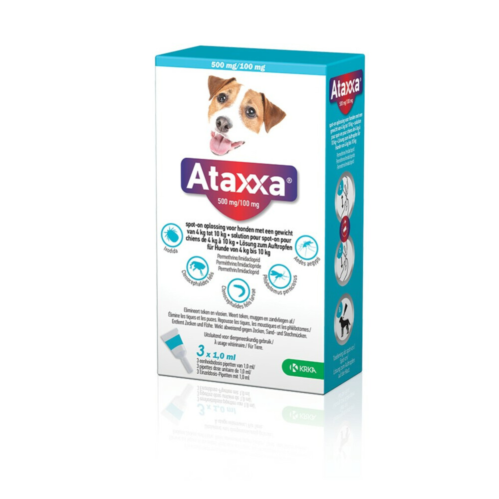 Ataxxa Spot On Anti Vlooien en Teken Druppels Hond 4-10 kg 3 pipetten