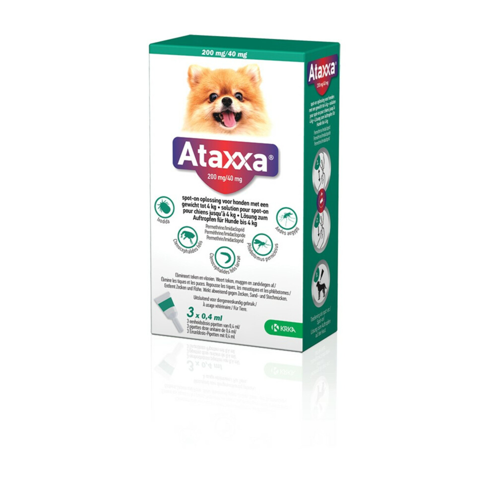 Ataxxa Spot On Anti Vlooien en Teken Druppels Hond tot 4 kg 3 pipetten